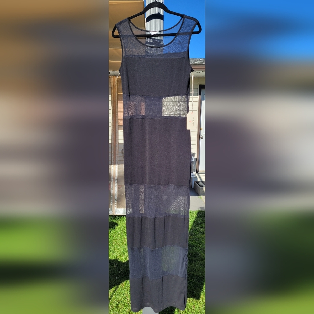 🆕️ Stella Tweed Black Sheer Maxi Dress NWOT